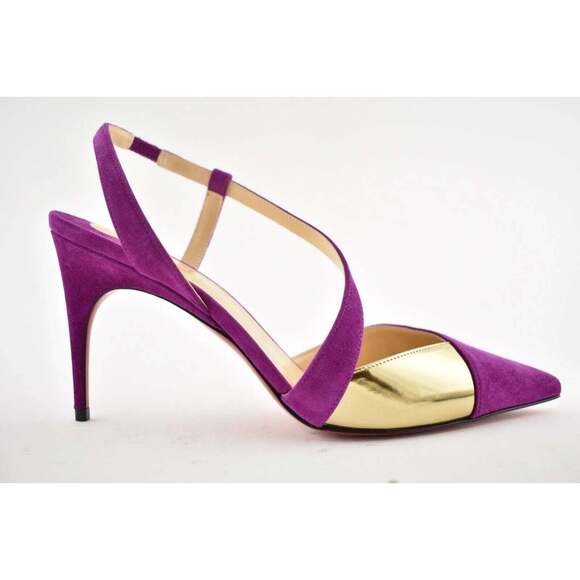 Christian Louboutin Platina 85 Pink Richelieu Cross Strap Sandal Heel Pump 40 - Picture 2 of 12